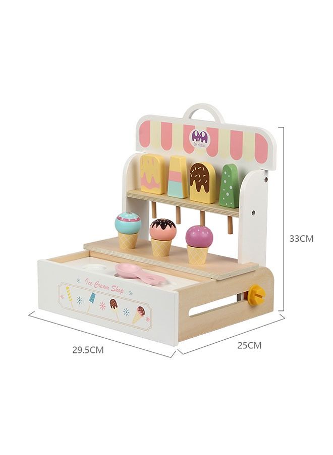 Mini Kitchen Toy Pretend Play Ice Cream Shop Toy Wooden Toys For Kids