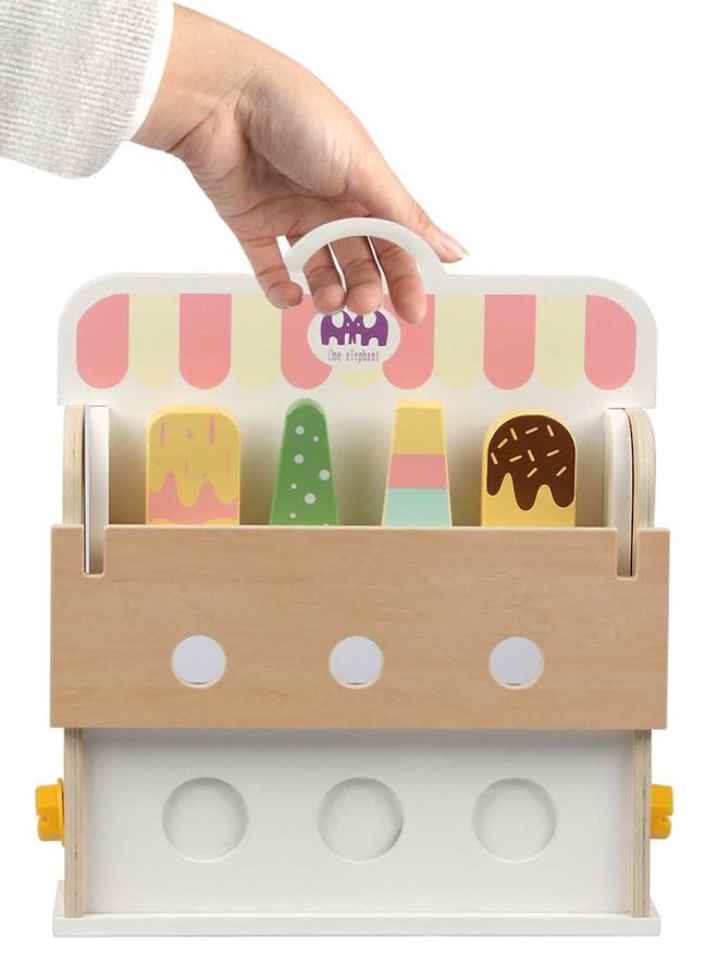 Mini Kitchen Toy Pretend Play Ice Cream Shop Toy Wooden Toys For Kids