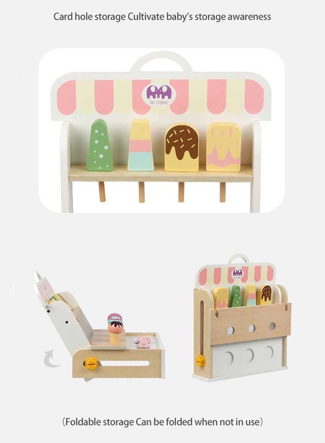 Mini Kitchen Toy Pretend Play Ice Cream Shop Toy Wooden Toys For Kids