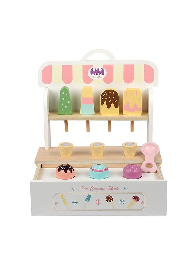 Mini Kitchen Toy Pretend Play Ice Cream Shop Toy Wooden Toys For Kids