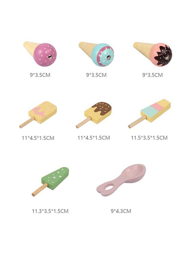 Mini Kitchen Toy Pretend Play Ice Cream Shop Toy Wooden Toys For Kids