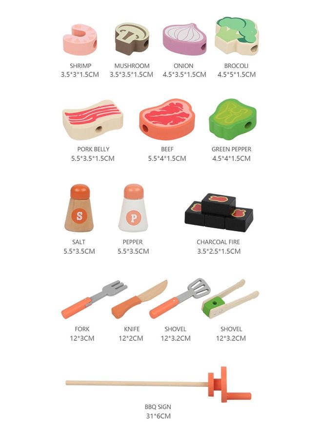 Barbecue Table Toys Play House Wooden Kitchen Pretend Game For Children