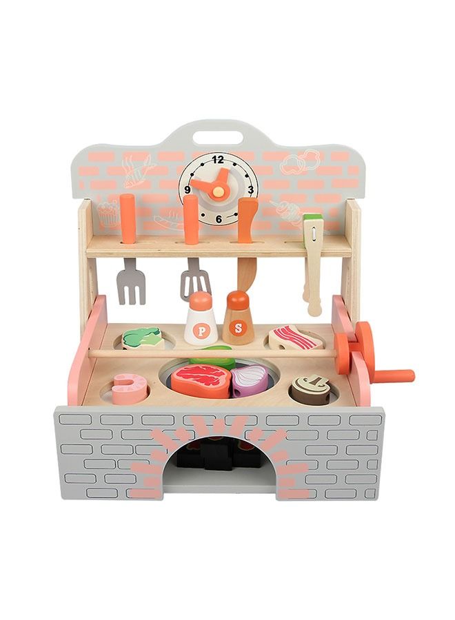 Barbecue Table Toys Play House Wooden Kitchen Pretend Game For Children