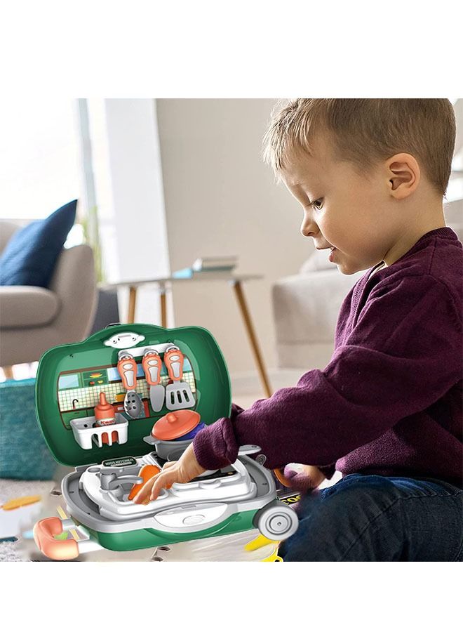 20 Pieces Kids Pretend Play Kitchen Toy Kit with Cookware Utensil Toys, Cooking Toys with Play Food, Pots and Pans for Kids, School Classroom Rewards and Chef Role Kitchen Playset