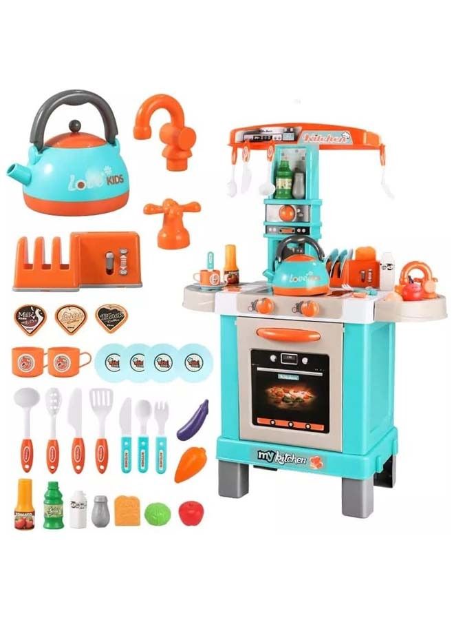 Little Chef Kids Kitchen Set For Kids Girls With Light Music Cooking Toys Accessories Kitchen Playset Pretend Play Toys Pretend Role Play Toys Kitchen Play Set Toy For Kids 2+ Years Boys Girls
