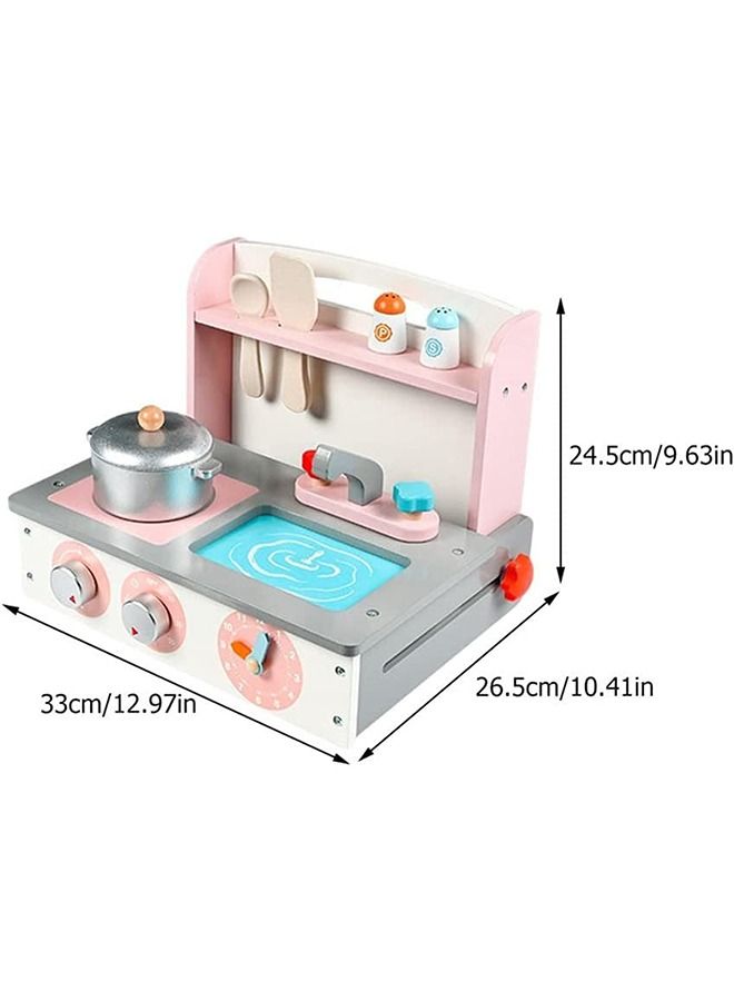 Wooden Pretend Play Kitchen Set For Kids Little Chef Play Set Toys For Kids With Accessories Role Play Cooking Set Kids With Stove, Sink, Pans Kitchen Set Toys For Girls Boys 2+Years