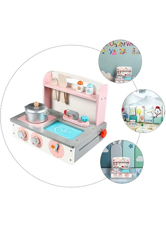 Wooden Pretend Play Kitchen Set For Kids Little Chef Play Set Toys For Kids With Accessories Role Play Cooking Set Kids With Stove, Sink, Pans Kitchen Set Toys For Girls Boys 2+Years