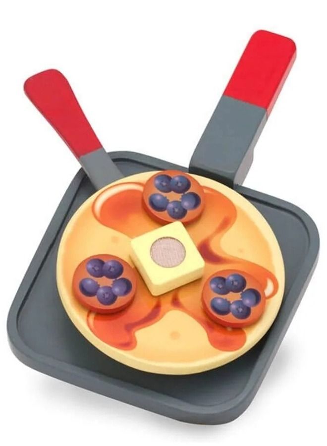 Wooden Pancake Pretend Play Kitchen Set Toys For Kids Pancake Toys For Kids With 20Pcs Play Food Accessories Cooking Kitchen Set Toys For Kids 2+ Years Girls Boys