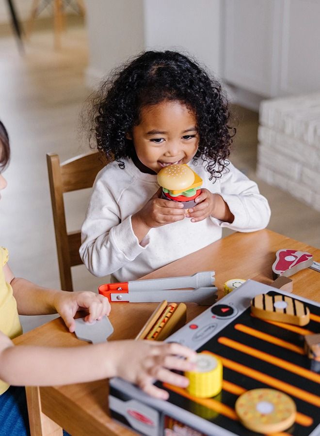 Wooden Bbq Playset Grill Set Toys For Kids, 20Pcs Portable Little Chef Pretend Play Toys For Kids With Bbq Accessories Toys, Role Play Cooking Kitchen Set Toys For Kids 2+Years Girls Boys