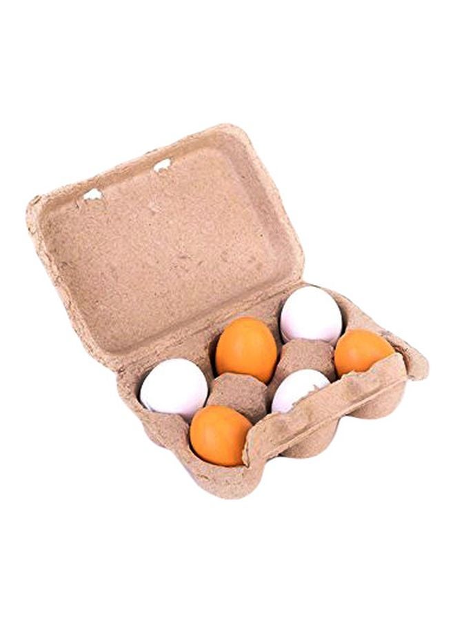 6-Piece Wooden Play Eggs Assembling Toy 15.9 x 10.21 x 5.69cm