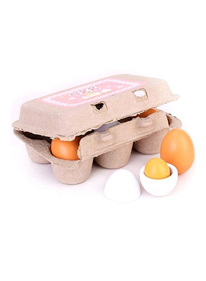 6-Piece Wooden Play Eggs Assembling Toy 15.9 x 10.21 x 5.69cm