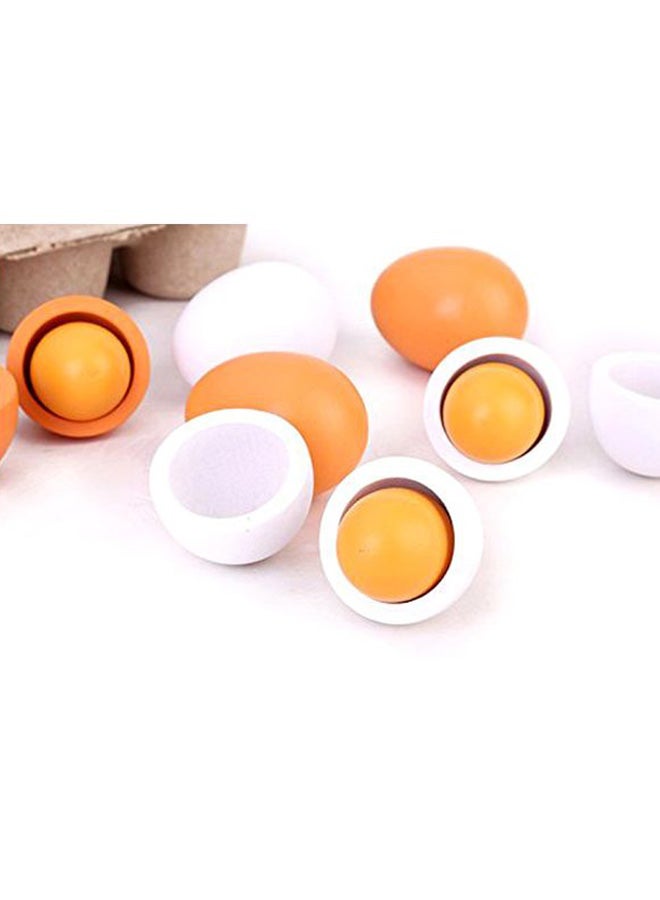 6-Piece Wooden Play Eggs Assembling Toy 15.9 x 10.21 x 5.69cm
