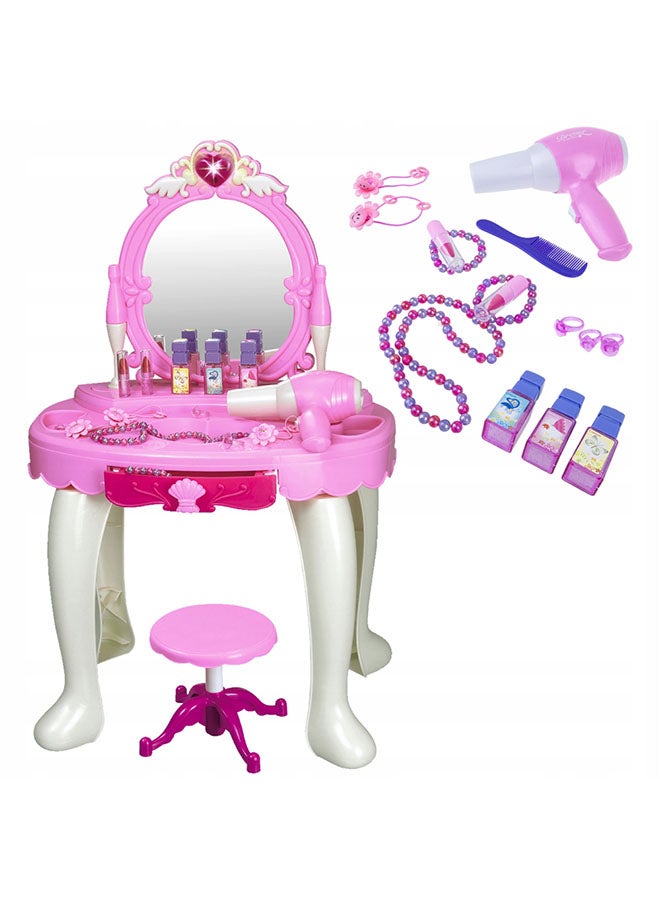 Lightweight Compact Pretend Beauty Dresser Vanity Makeup Play Set For Girls