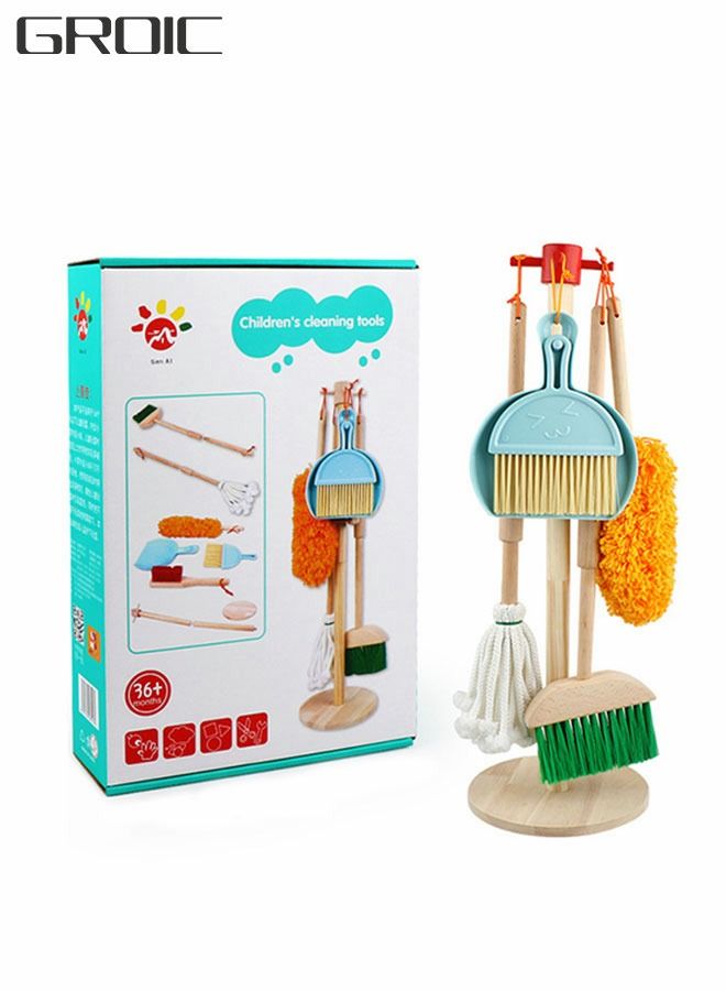 Kids Cleaning Set,wooden Cleaning Tool,toy Cleaning Set Includes Broom, Mop, Duster And Organizer, Housekeeping Toy Set, Stem Toys