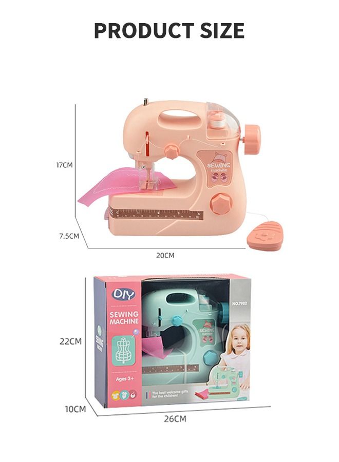 Portable Mini Sewing Machine with Light,DIY Sewing Kit Set,Portable Multi-Purpose Crafting Mending Machine Toy,Pretend Toy for Kids