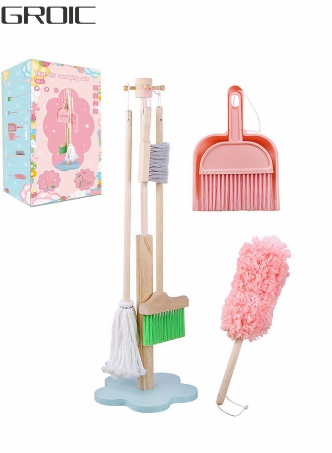 Kids Cleaning Set,wooden Cleaning Tool,toy Cleaning Set Includes Broom, Mop, Duster And Organizer, Housekeeping Toy Set, Stem Toys