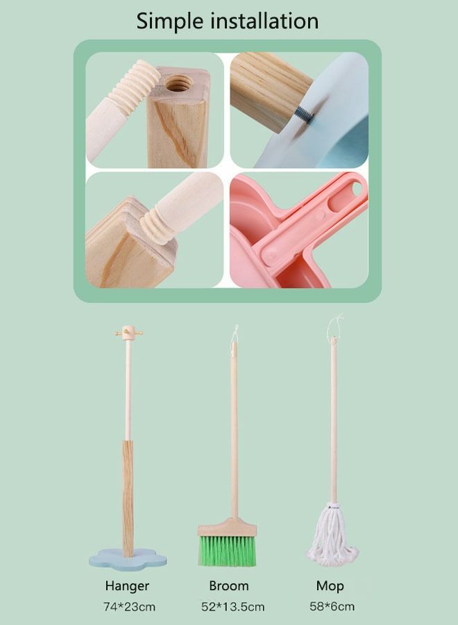 Kids Cleaning Set,wooden Cleaning Tool,toy Cleaning Set Includes Broom, Mop, Duster And Organizer, Housekeeping Toy Set, Stem Toys