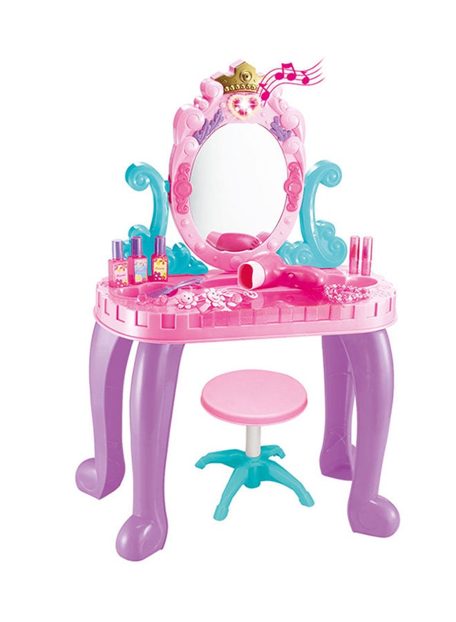 Pretend Crown Vanity Beauty Dresser Table Playset With Music And Light For Girls 44*23*74cm