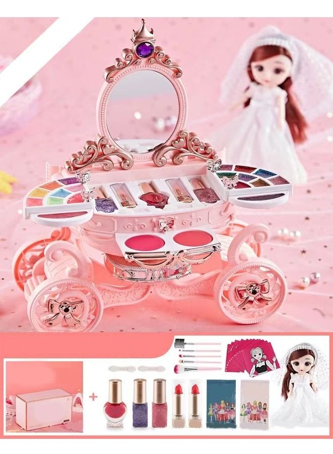 Girl Makeup Toy Simulation Cosmetics Set Pretend Play Nail Polish Lipstick Accessories with Doll