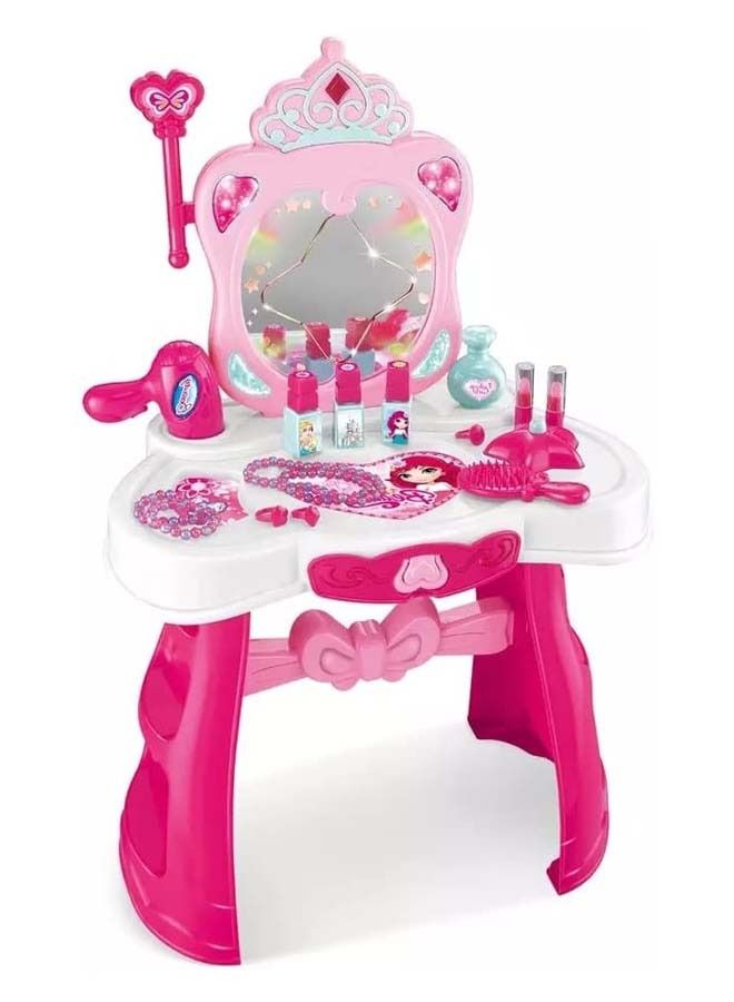 Kids Beauty Set Makeup Kit For Girls With Dressing Table Mirror Music Pretend Play Toys For Girls Role Play Toys For Kids Beauty Set For Kids Girls Kids Make Up Set Toys For Girls 2+Years Boys
