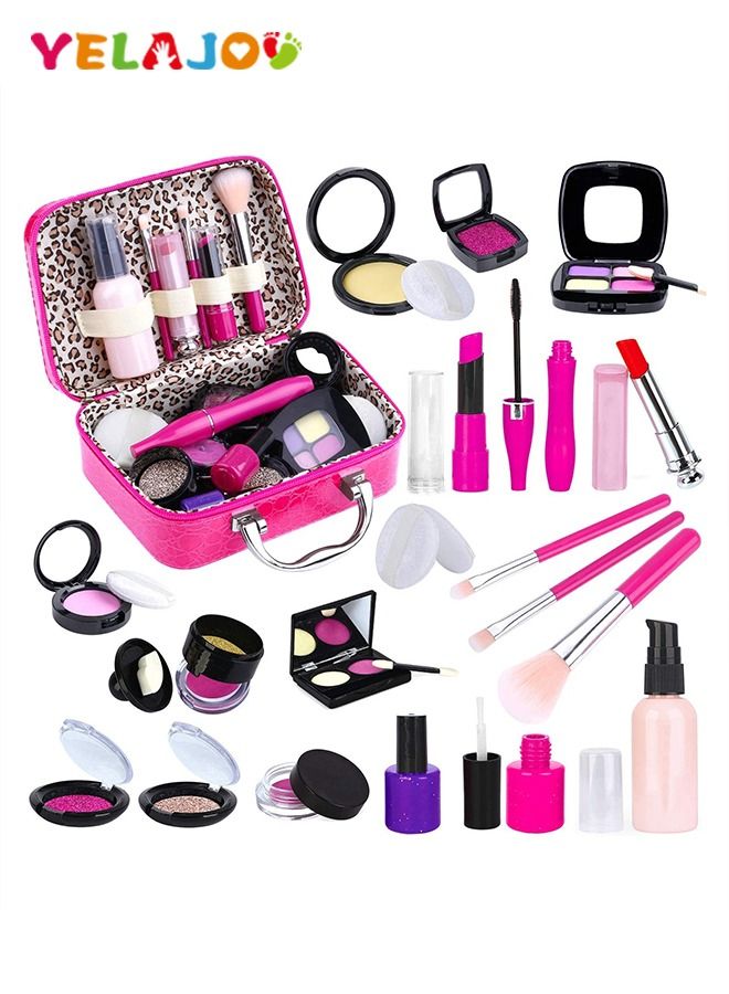 Kids Pretend Play Makeup Set with Cosmetic Bag