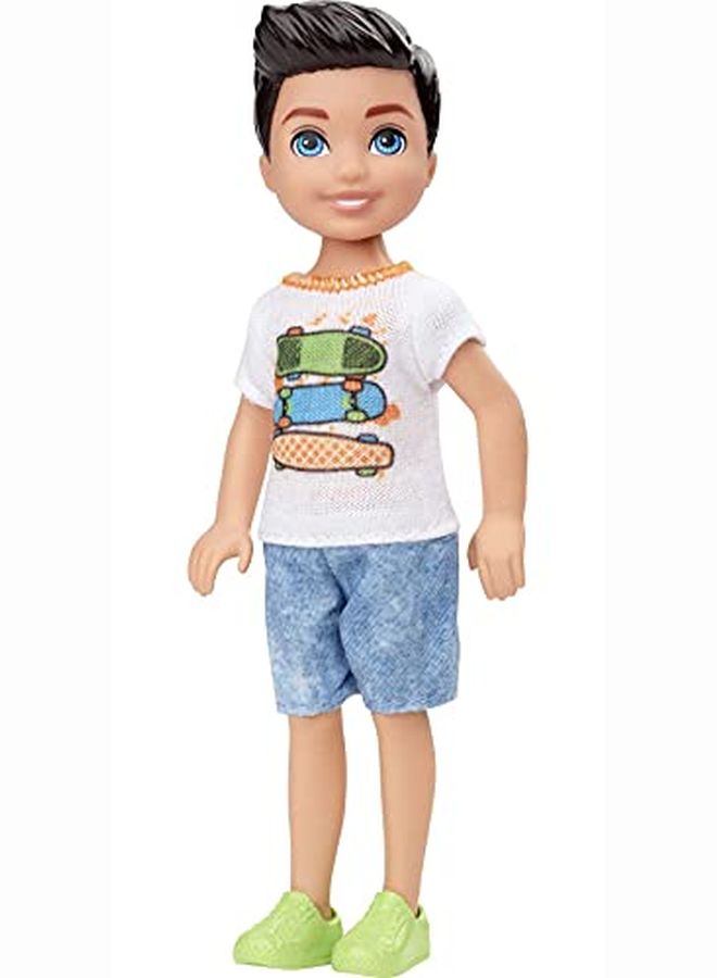 Club Chelsea Boy Doll (6Inch Brunette) Wearing Skateboard Graphic Shirt And Shorts For 3 To 7 Year Olds
