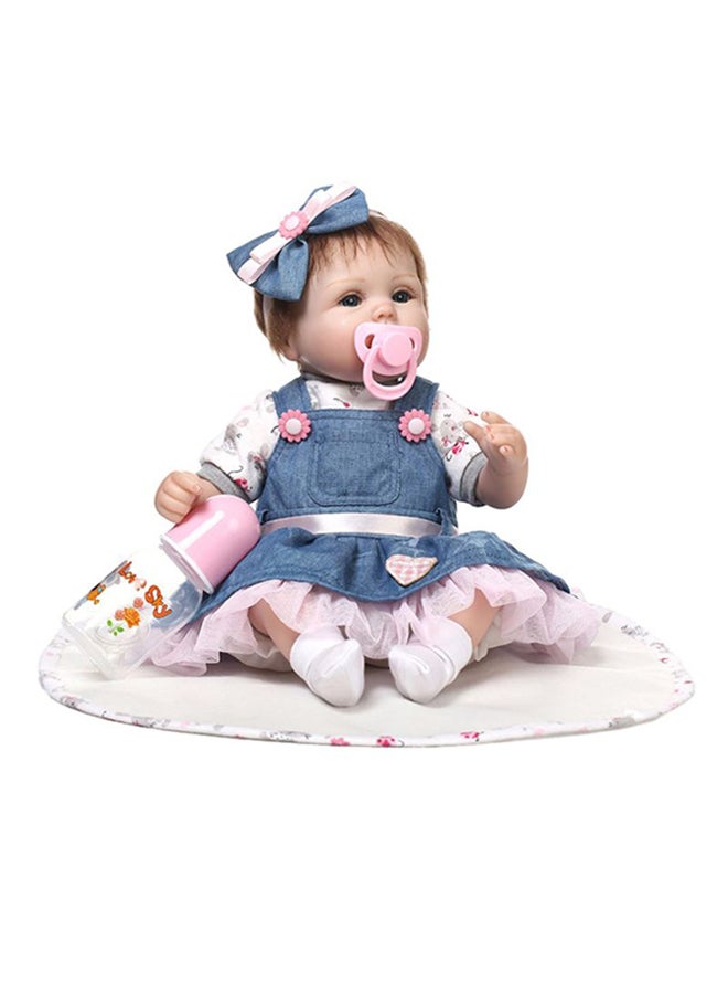 Reborn Silica Gel Baby Doll 16Inch 100% Handmade Craftwork With Hand Painting 50x20x14cm