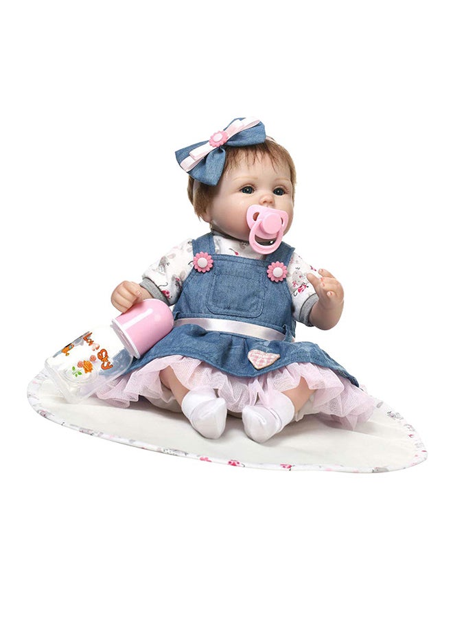 Reborn Silica Gel Baby Doll 16Inch 100% Handmade Craftwork With Hand Painting 50x20x14cm