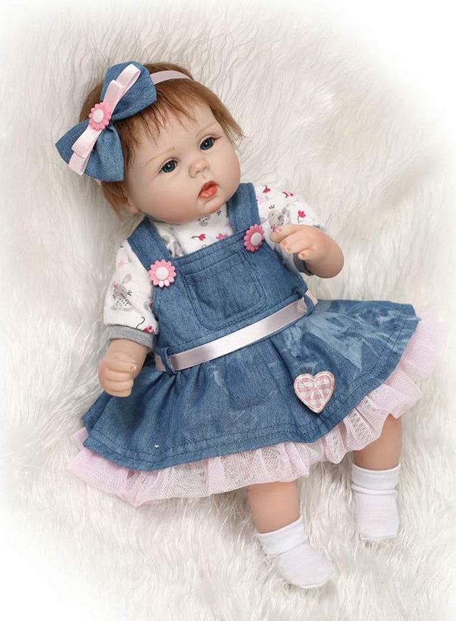 Reborn Silica Gel Baby Doll 16Inch 100% Handmade Craftwork With Hand Painting 50x20x14cm