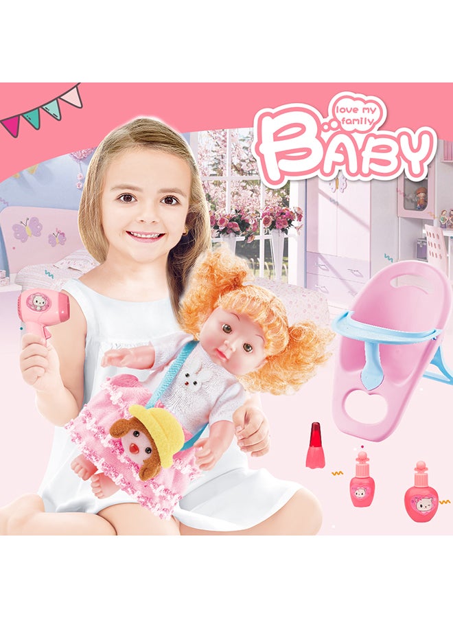 Vinyl Baby Doll With Trolley And Accessories For Kids, For Ages 3 Year And Above 63x42x10.5cm