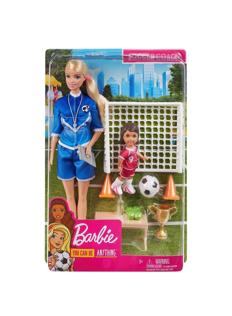 Barbie You Can Be Anything Soccer Coach Brunette Doll