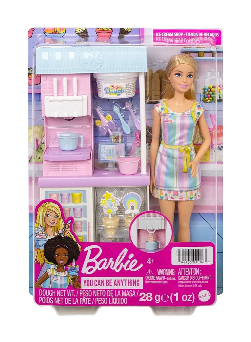 Barbie Ice Cream Shop Playset with Blonde Doll 12inch
