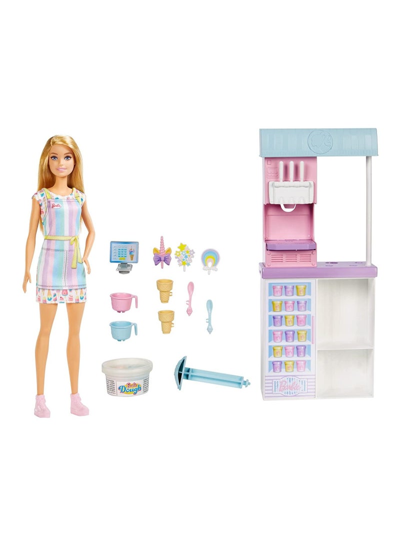 Barbie Ice Cream Shop Playset with Blonde Doll 12inch