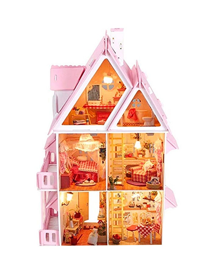 Boasts Creative Portrays Superior Wooden Dollhouse For Girls, Pink/White 30x18x42cm