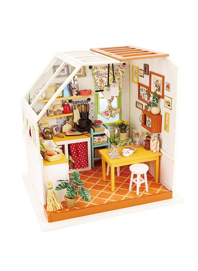 DIY Miniature Wooden Build Kitchen Dollhouse Kit With Light