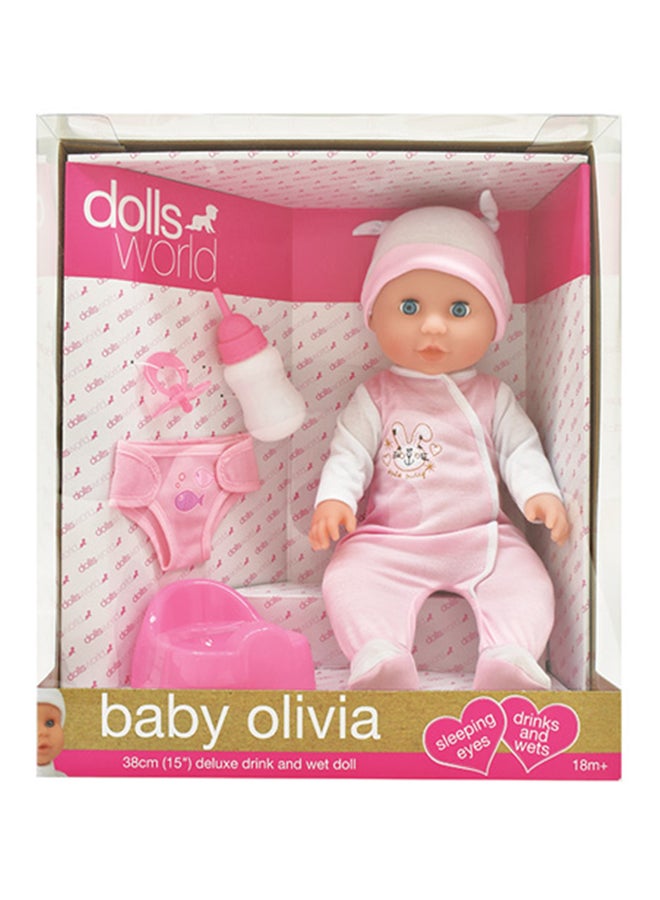 Baby Olivia 38Cm Deluxe Drink And Wet Doll