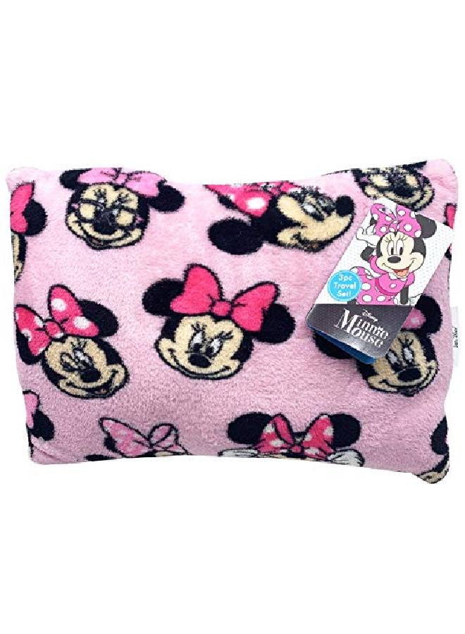 Disney Minnie Mouse Travel Set - 3 Piece Kids Travel Set Includes Blanket, Pillow, & Plush (Offical Disney Pixar Product)