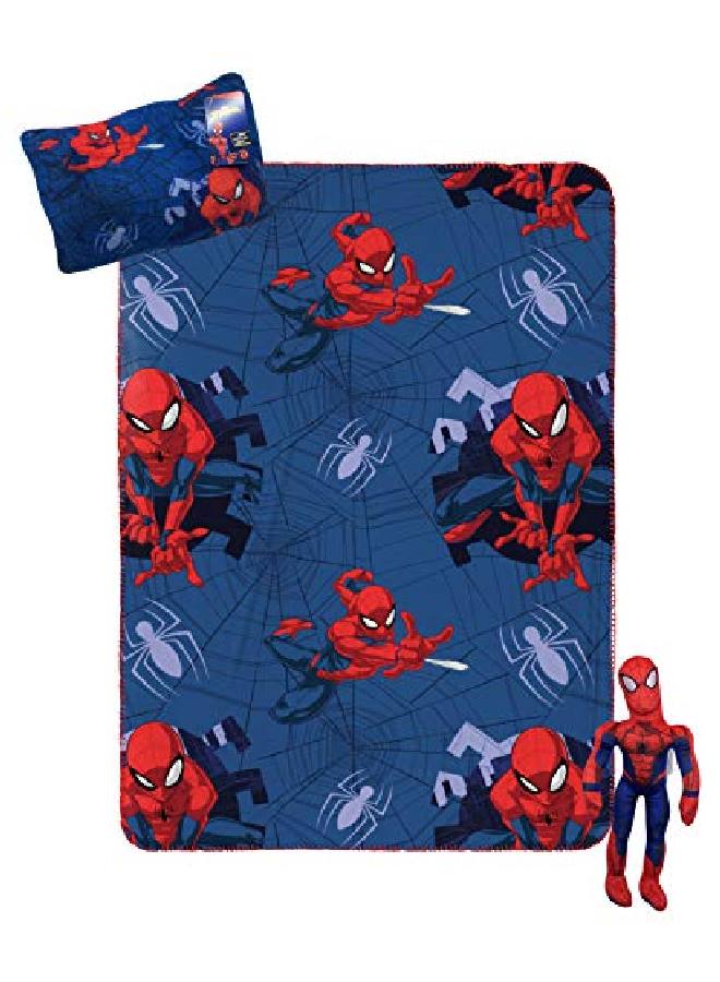 Marvel Spiderman Travel Set - 3 Piece Kids Travel Set Includes Blanket, Pillow, & Plush (Offical Marvel Product)