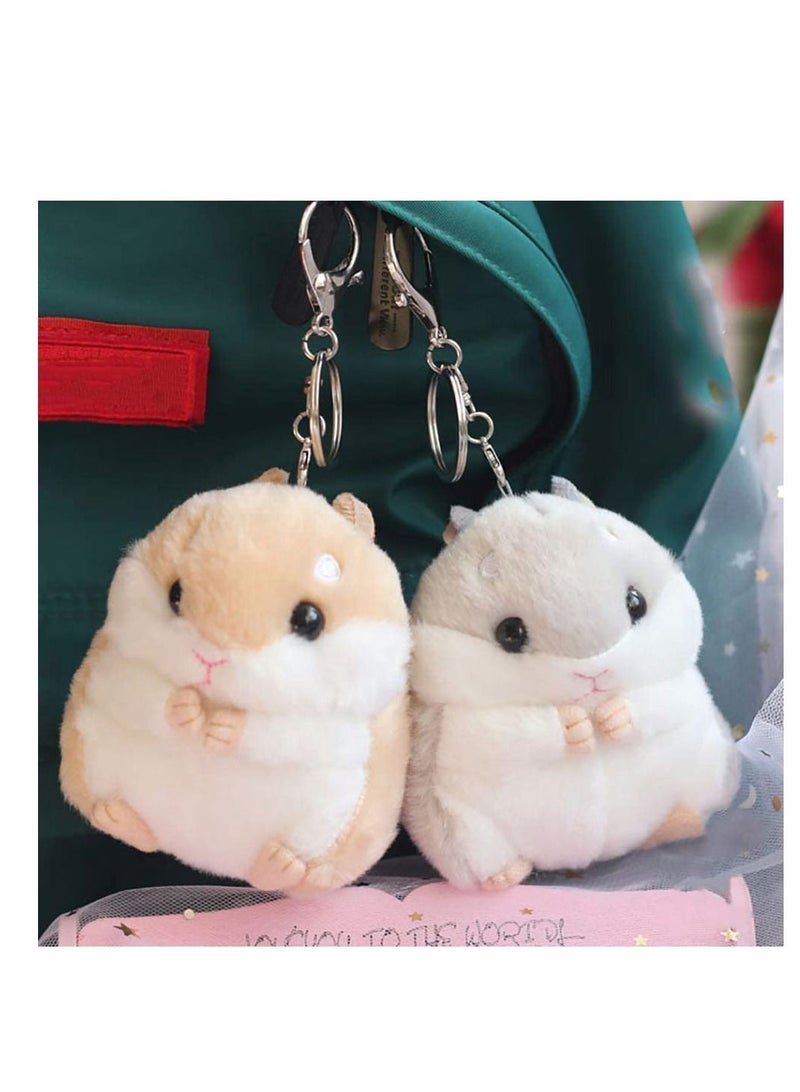 Plush Hamster Keychains Stuffed Animal Keyring Pendant Purse Backpack Handbag Charms 2 Pack
