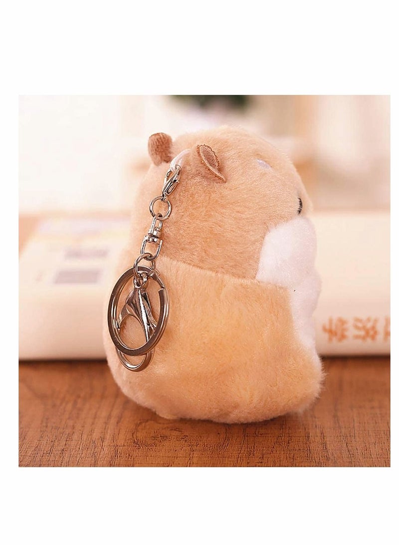 Plush Hamster Keychains Stuffed Animal Keyring Pendant Purse Backpack Handbag Charms 2 Pack