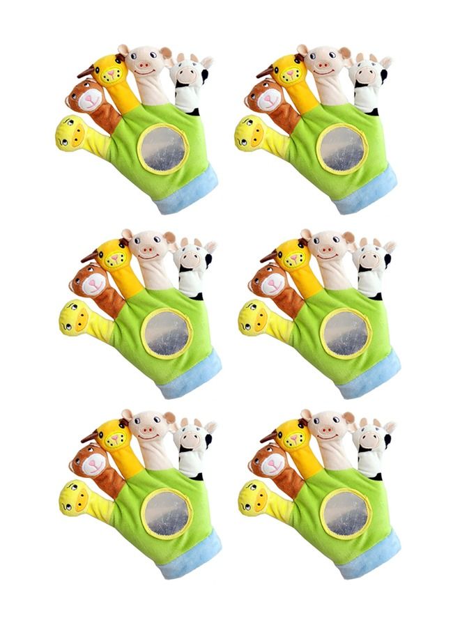 6PCS Cute Animal Finger Hand Plush Puppet Gloves Early Education Toys For Baby