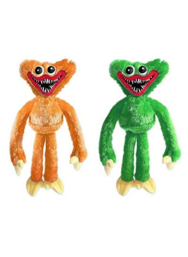 2-Pieces Poppy Playtime Plush Toy New Design Huggy Wuggy Green/Orange