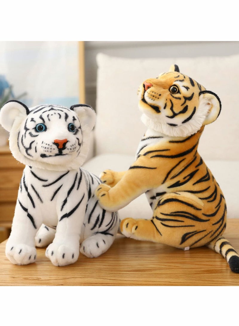 Plush Tiger Toy, 27 cm Realistic Stuffed Tiger Toy Jungle Zoo Tiger Stuffed Animal Tiger Throw Pillow for Kids Child Boys Girls Friends Birthday Party Children's Day Gift