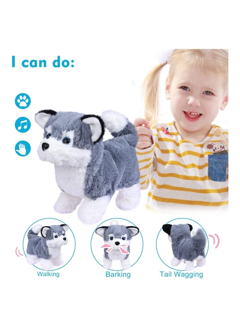 Plush Interactive Toy, Electronic Pet, Golden Retriever Toy Puppy Pet Dog, Can Walking, Barking, Tail Wagging, Stretching, Companion Animal for Kids (Alaska Dog)