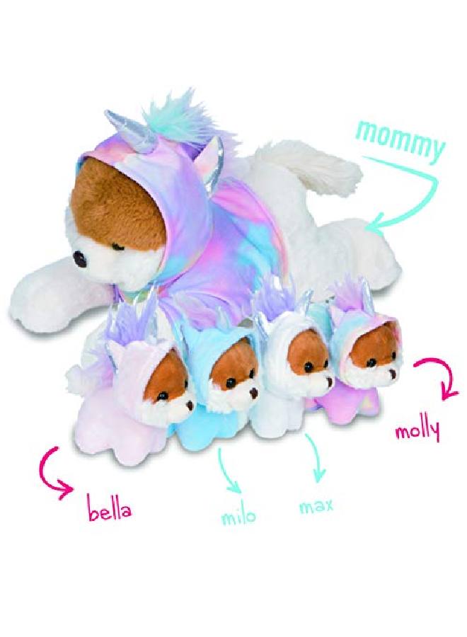 Snugababies Narwhal Unicorn Stuffed Animals For Girls Ages 3 4 5 6 7 8 Years; Stuffed Mommy Unicorn With 4 Baby Unicorns In Her Tummy; Toy Unicorn Pillows For Girls