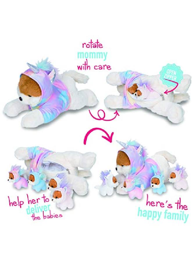 Snugababies Narwhal Unicorn Stuffed Animals For Girls Ages 3 4 5 6 7 8 Years; Stuffed Mommy Unicorn With 4 Baby Unicorns In Her Tummy; Toy Unicorn Pillows For Girls