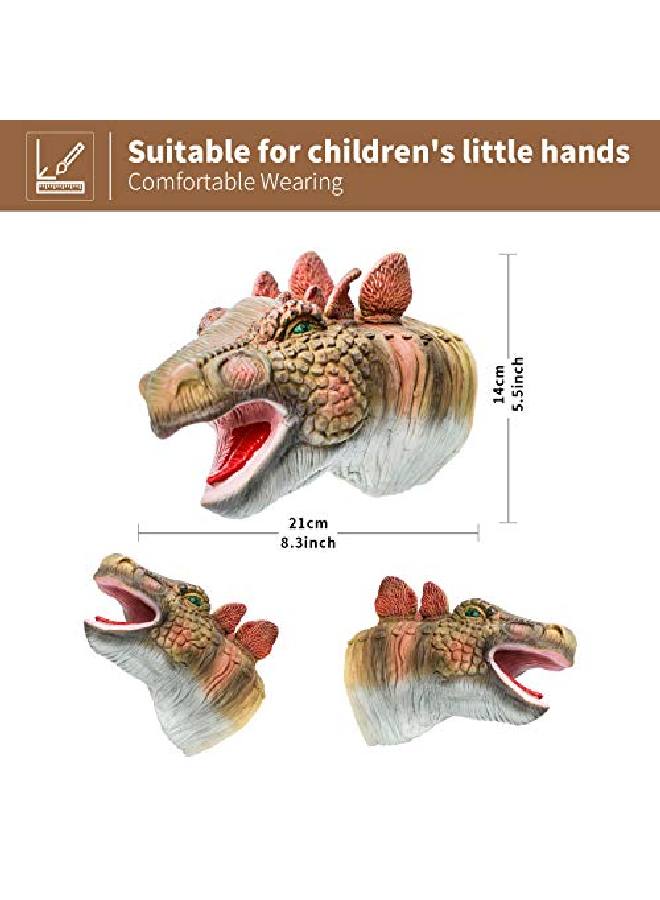 Yolococa Dinosaur Hand Puppets Realistic Latex Soft Animal Toys Set, Tyrannosaurus, Triceratops, Stegosaurus Hand Puppet Toys Gift For Kids, Party Imaginative Games, 3 Pack