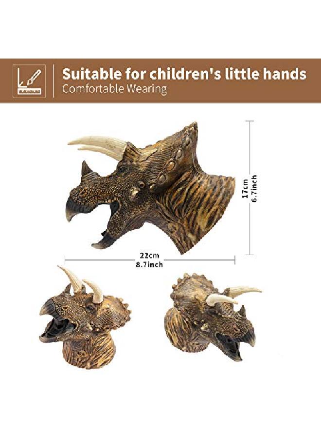 Yolococa Dinosaur Hand Puppets Realistic Latex Soft Animal Toys Set, Tyrannosaurus, Triceratops, Stegosaurus Hand Puppet Toys Gift For Kids, Party Imaginative Games, 3 Pack