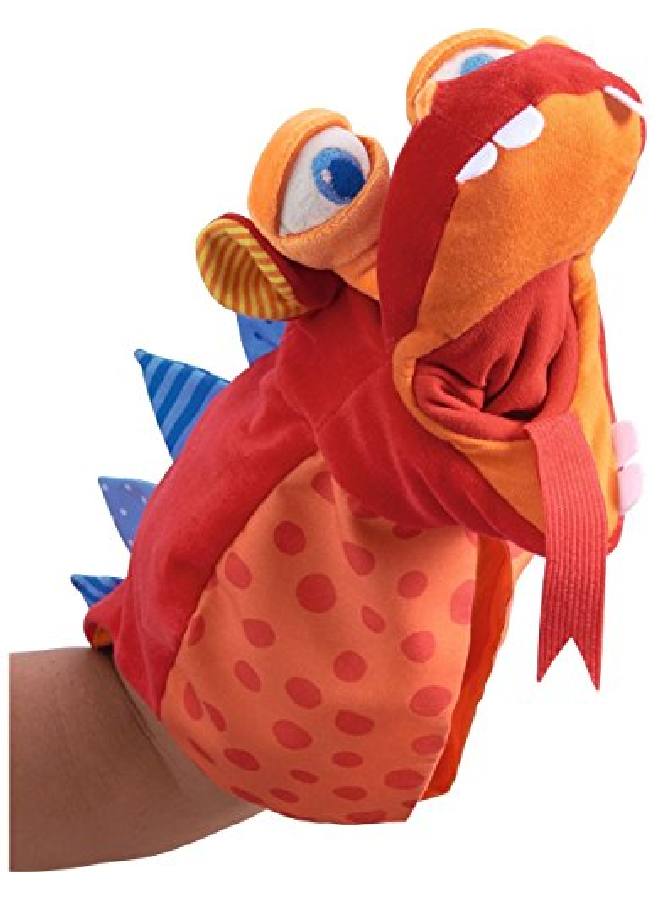 Haba Glove Puppet Eat It Up Dragon  Hand Puppet With Belly Bag To Eat Small Objects