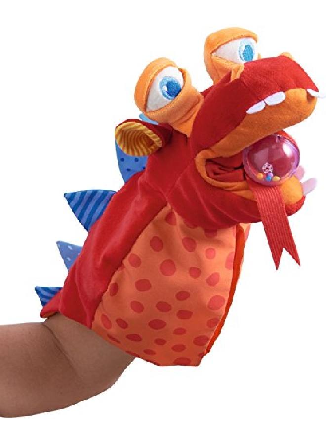 Haba Glove Puppet Eat It Up Dragon  Hand Puppet With Belly Bag To Eat Small Objects